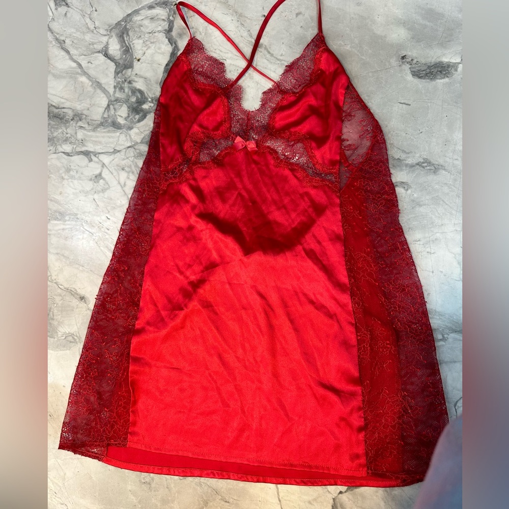 Victorias Secret Red Lace Slip Dress